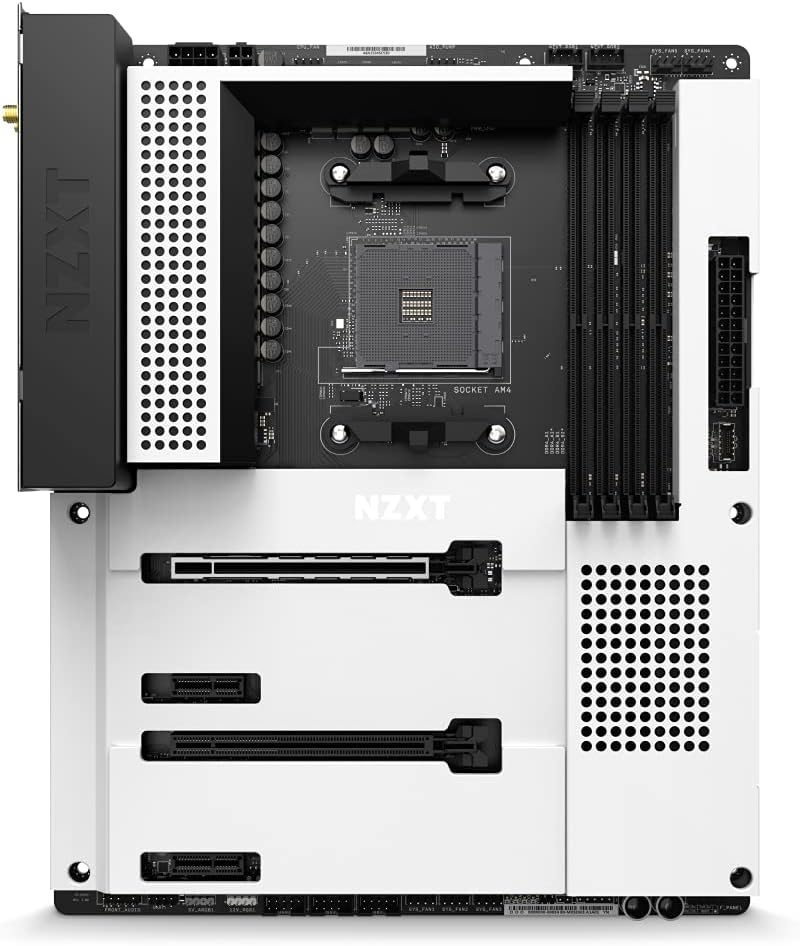 NZXT N7 B550 - N7-B55XT-W1 - AMD B550 chipset (Supports AMD Socket AM4 Ryzen CPUs) - ATX Gaming Motherboard - Integrated Rear I/O Shield - WiFi 6 connectivity - White