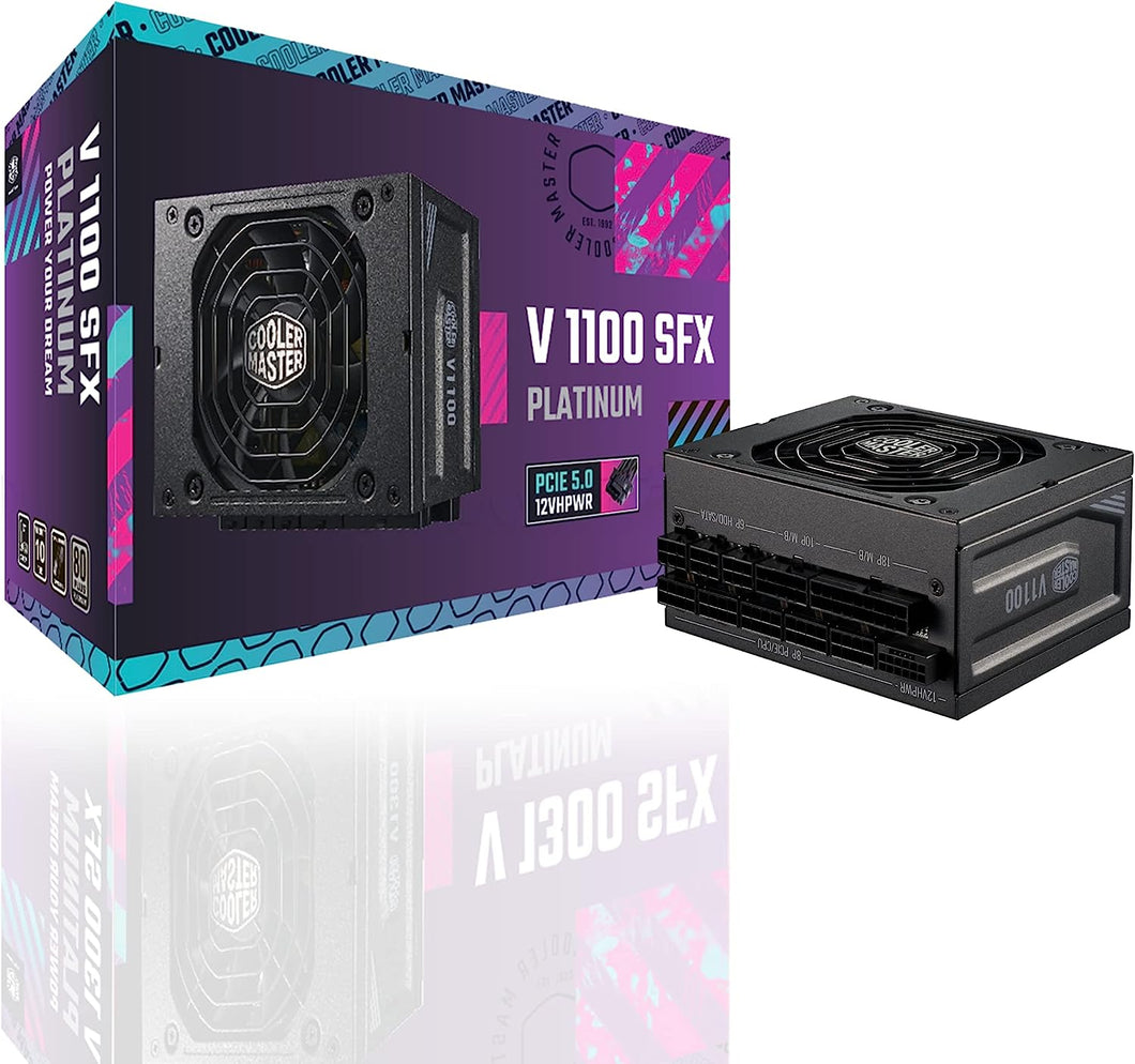 Cooler Master V1100 SFX Platinum ATX3.0 Fully Modular Power Supply, 1100W SFX, 80+ Platinum Efficiency, ATX Bracket Included, SFX Form Factor, 10 Year Warranty (MPZ-B001-SFAP-BUS)