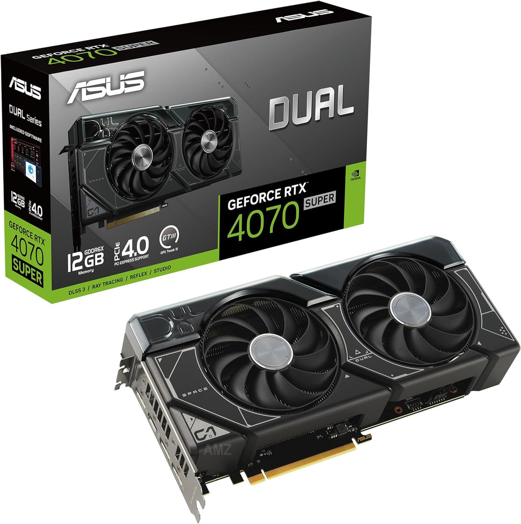 ASUS Dual GeForce RTX 4070 Super Graphics Card (PCIe 4.0, 12GB GDDR6X, DLSS 3, HDMI 2.1, DisplayPort 1.4a, 2.56-Slot Design, Axial-tech Fan Design, Auto-Extreme Technology, and More)